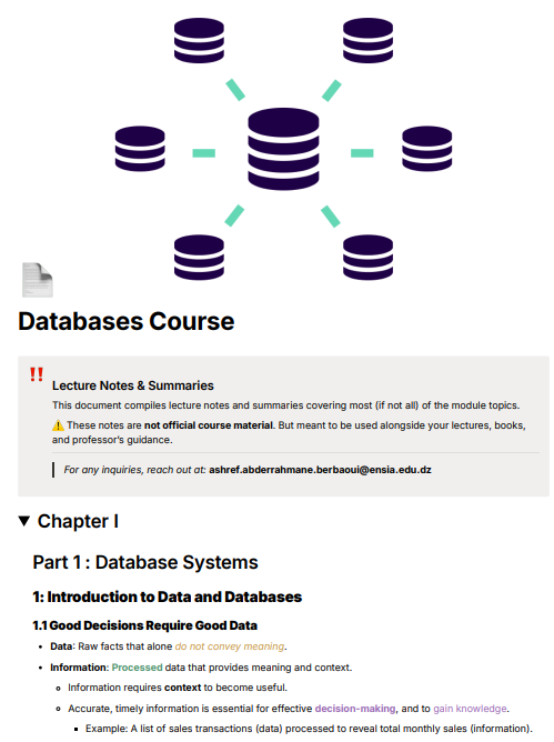 DB Course Summary