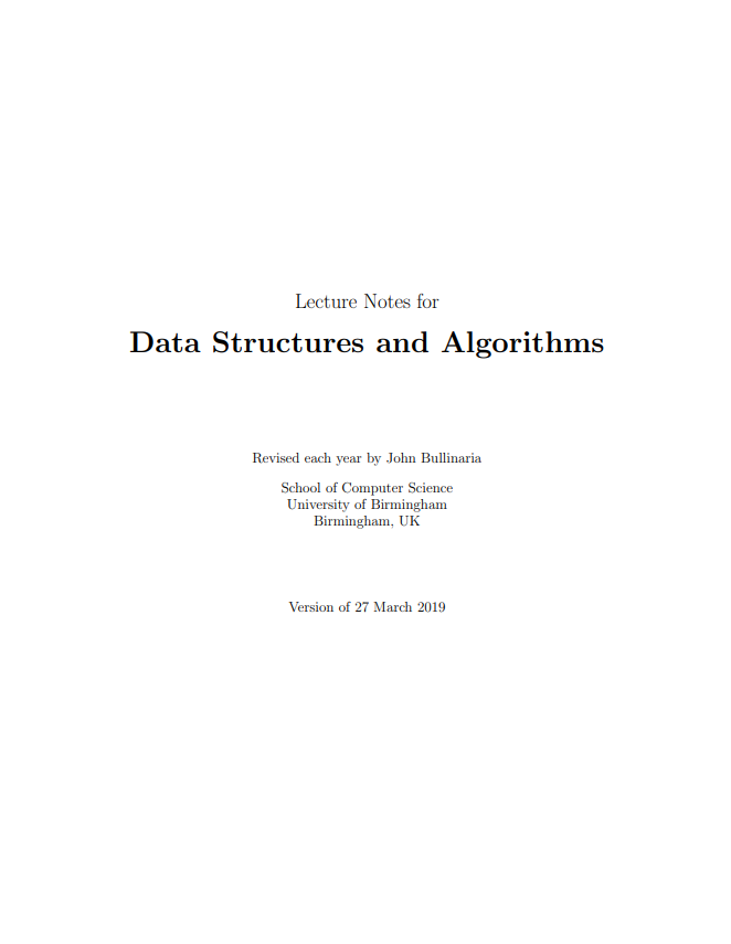 Lecture Notes for DSA